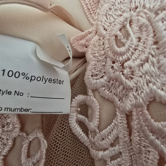 Lace floral peach cold shoulder formal maxi dress with high slit new with tags - Picture 12 of 14